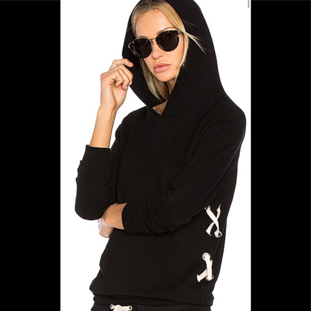 Monrow lace up pullover hoodie, L